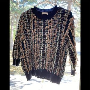 Chloe Fringe Knit Sweater 3/4 Sleeve
